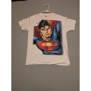 Y2K DC Comics Superman T Shirt Mens M White Large Graphic Portrait